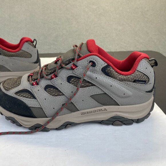 Merrell Boy's Moab 3 Mid Waterproof Hiking Shoe, Boulder/Red, Size 7 US Big Kid - Picture 13 of 16